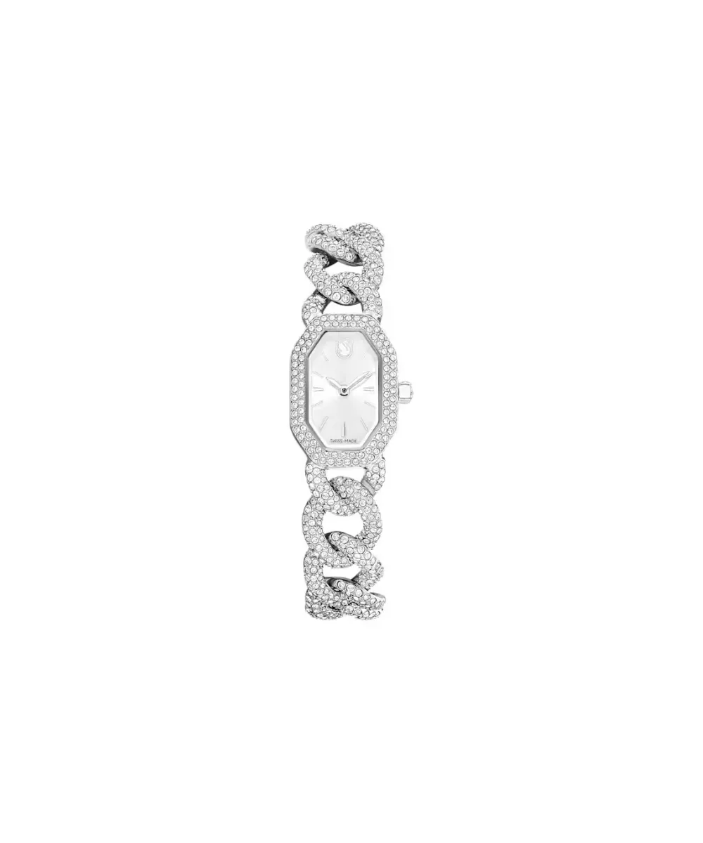 SWAROVSKI DEXTERA CHAIN WATCH, SWISS MADE,CRYSTAL BRACELET, SLIVER TONE, STAINLESS STEEL