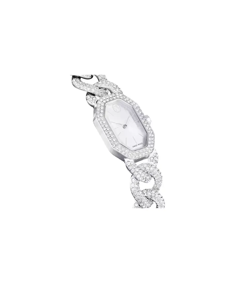 SWAROVSKI DEXTERA CHAIN WATCH, SWISS MADE,CRYSTAL BRACELET, SLIVER TONE, STAINLESS STEEL