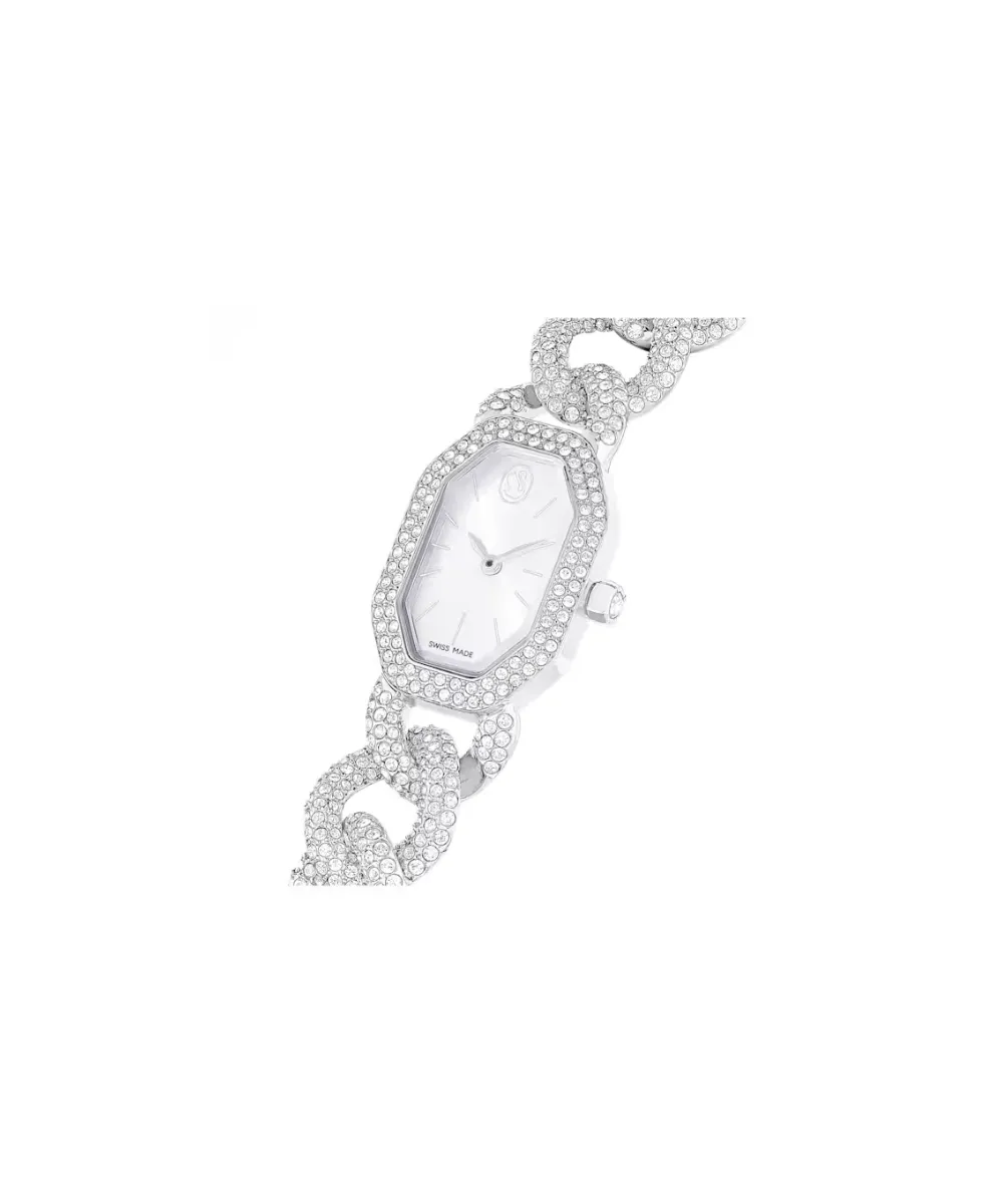 SWAROVSKI DEXTERA CHAIN WATCH, SWISS MADE,CRYSTAL BRACELET, SLIVER TONE, STAINLESS STEEL