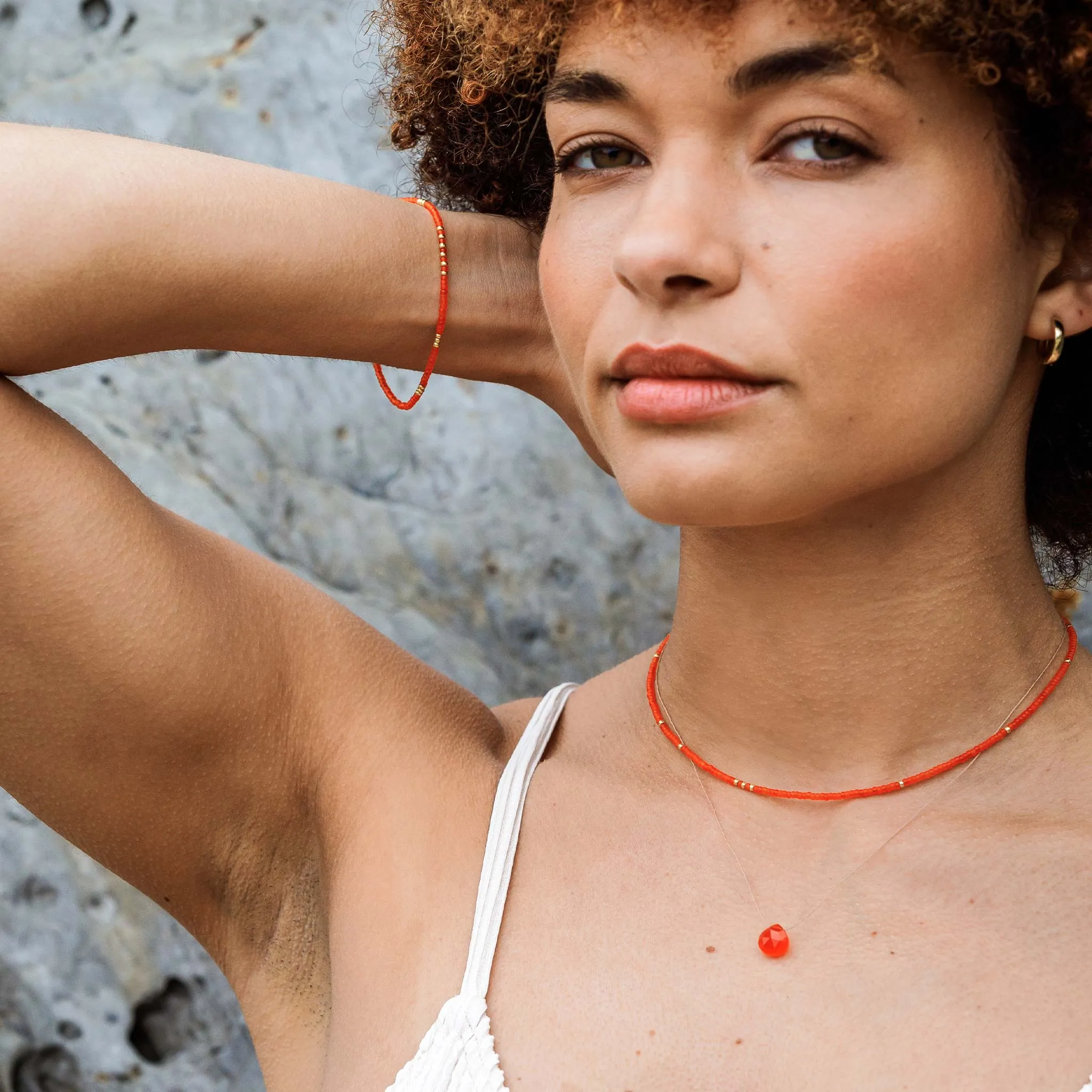 Tangiers Orange Beaded Necklace