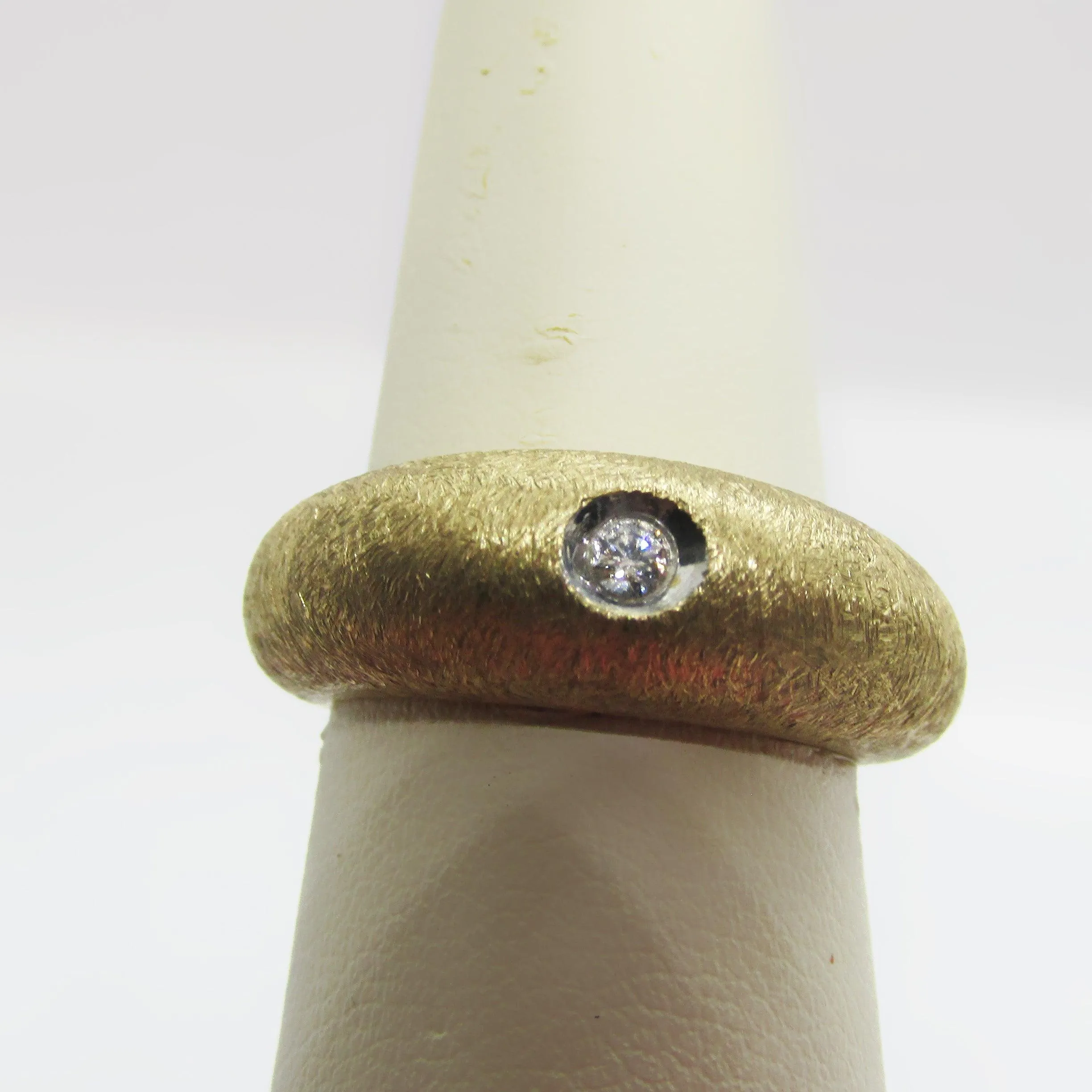 Textured Wide 14K Yellow Gold with Diamond