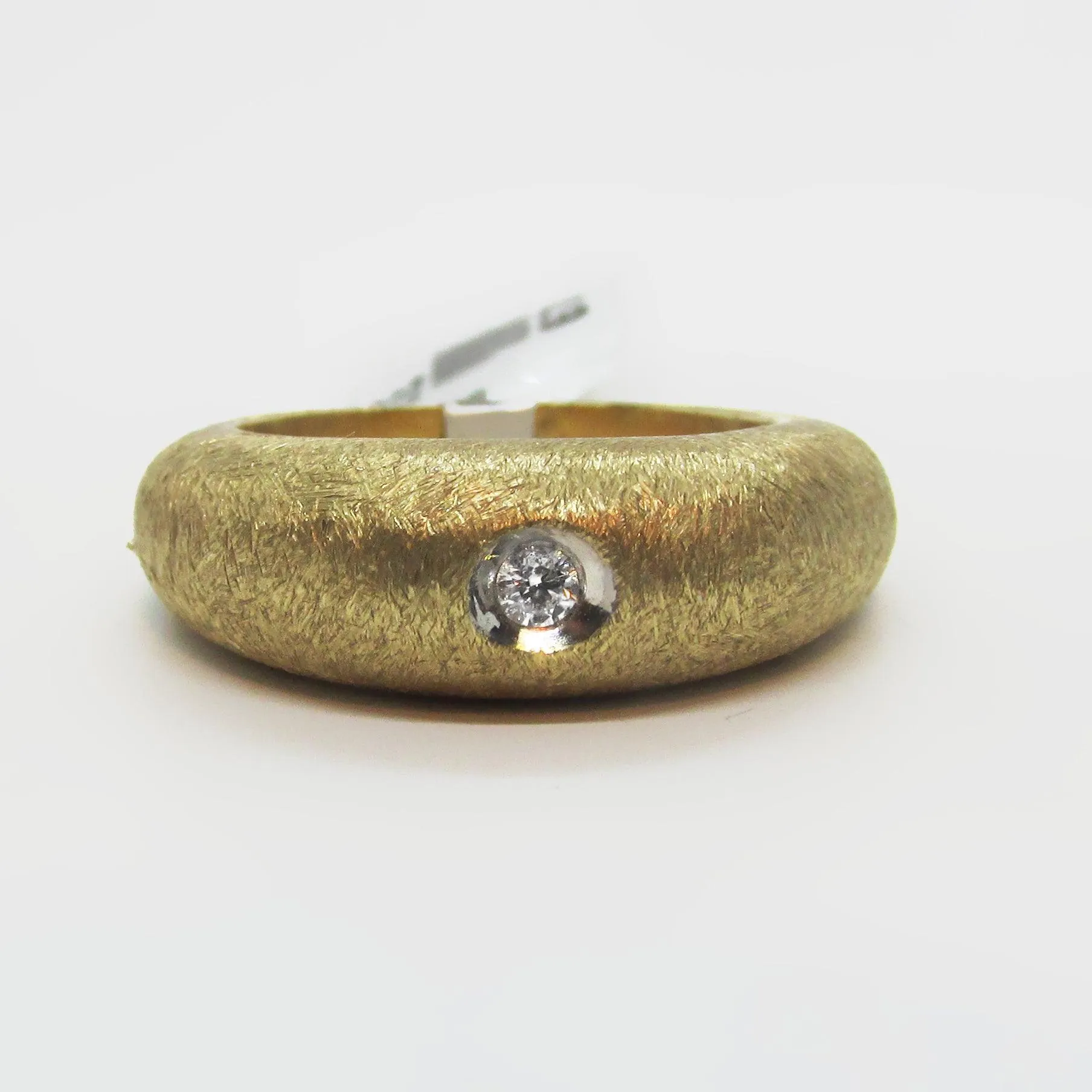 Textured Wide 14K Yellow Gold with Diamond