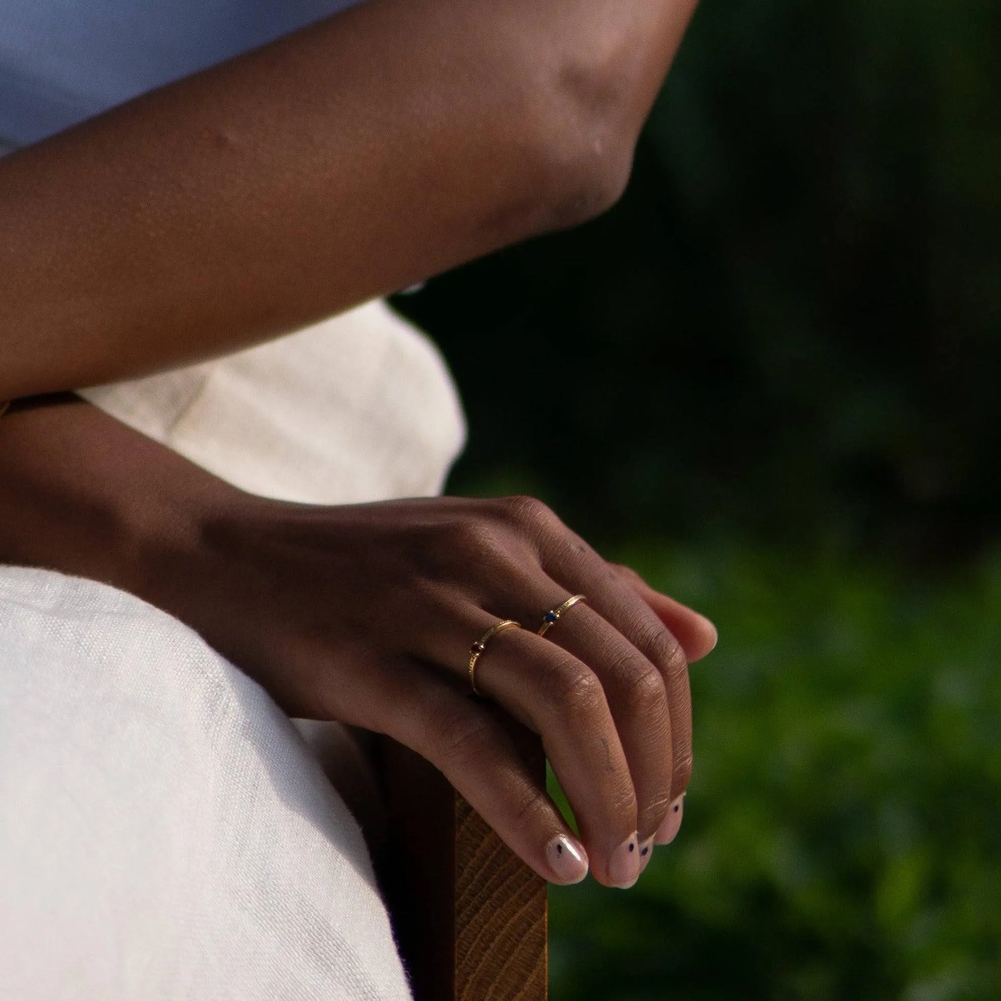 THE EMMA RING BLUE - Solid 14k gold