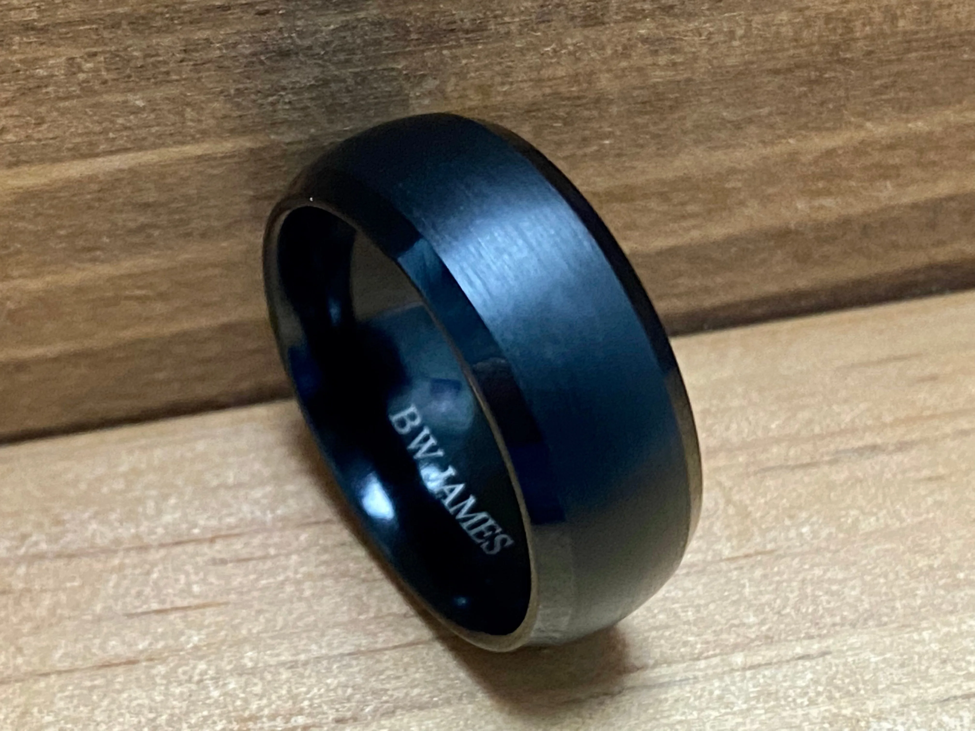 “The Mach 5” 8mm Black Tungsten Ring With Brushed Finish