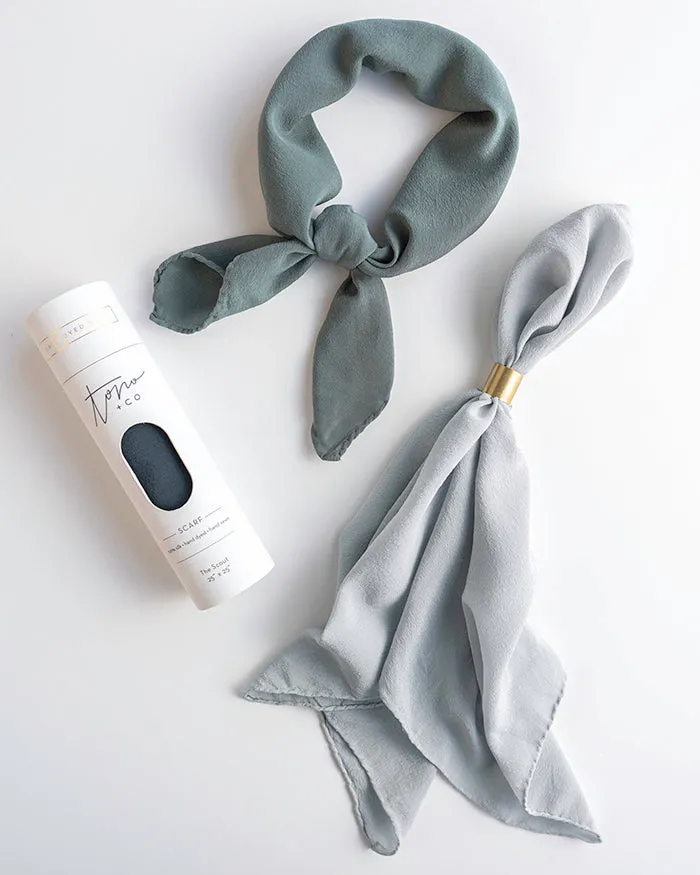 'The Scout' Washable Silk Scarf in Cloud