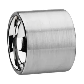 Theon Flat Pipe Cut Extra Wide Tungsten Carbide Ring With Brushed Finish - 20mm