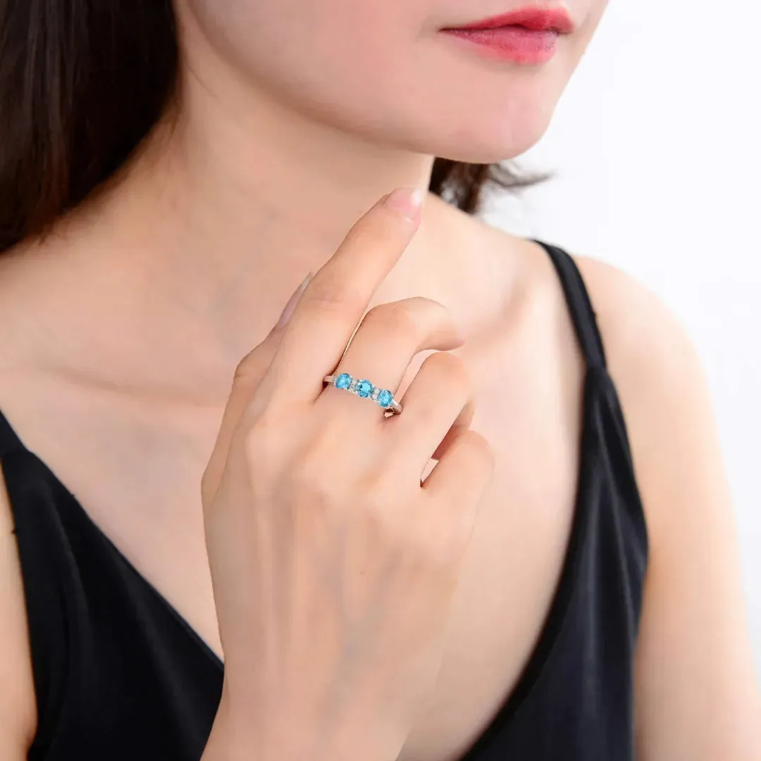 Three Stone Blue Topaz Ring