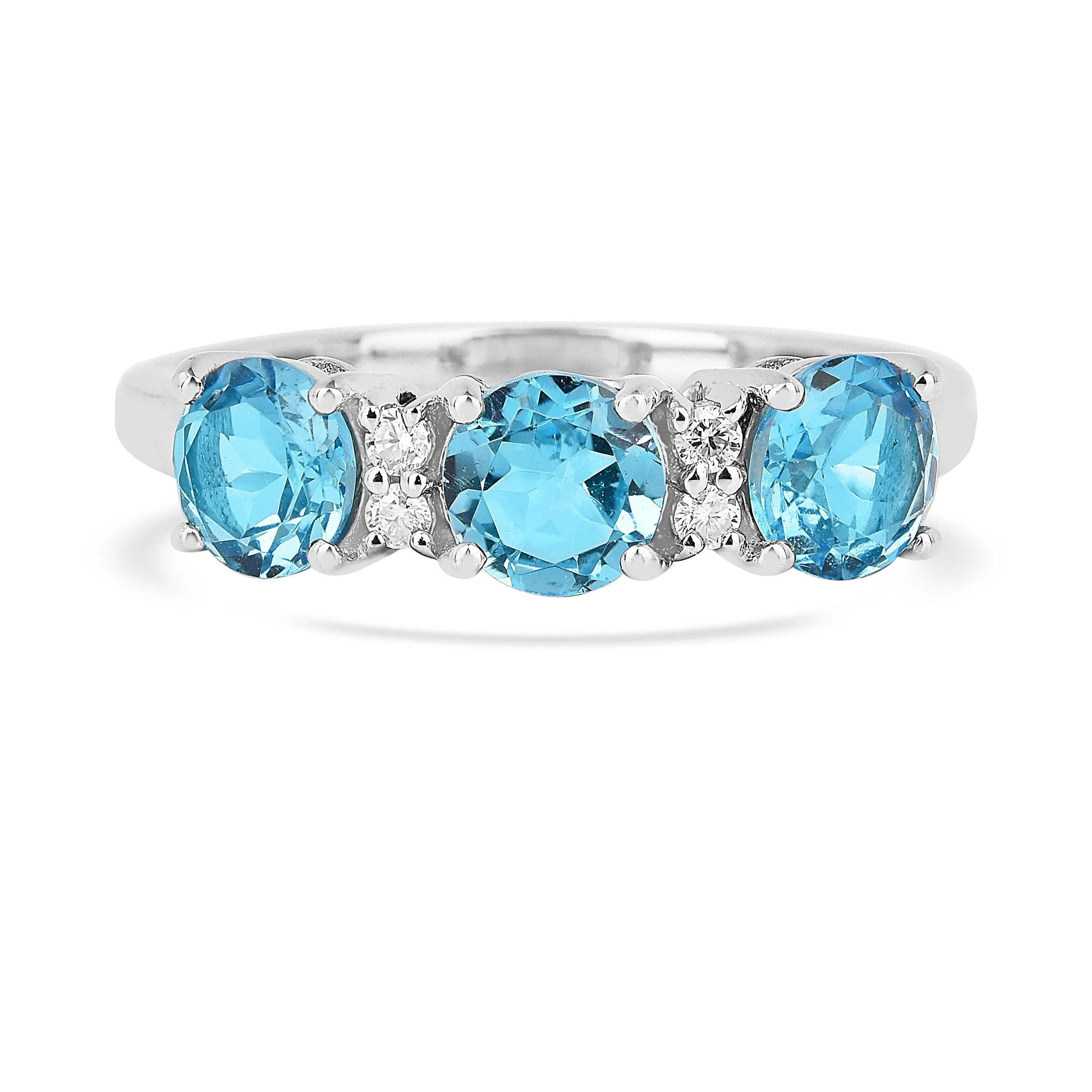 Three Stone Blue Topaz Ring