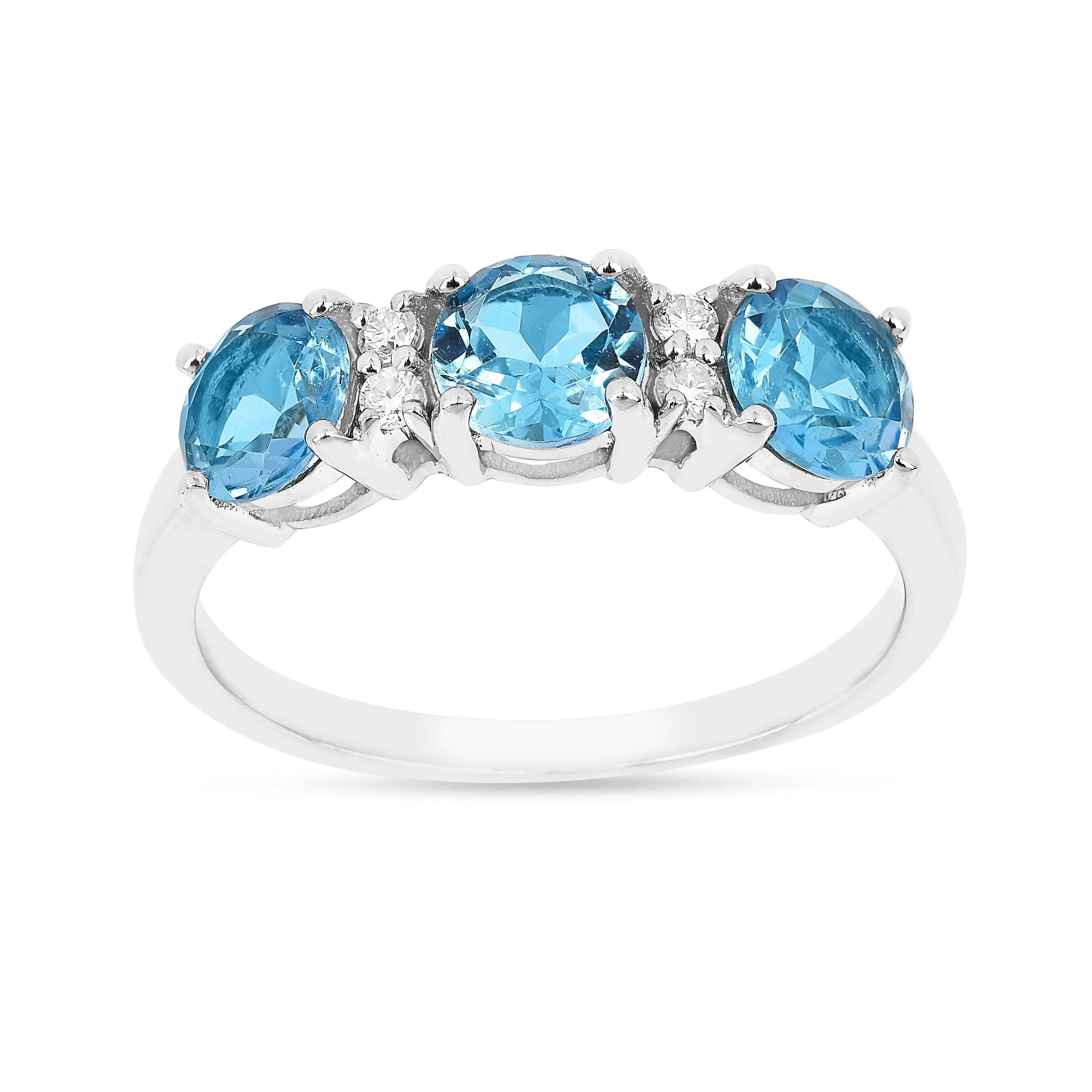 Three Stone Blue Topaz Ring