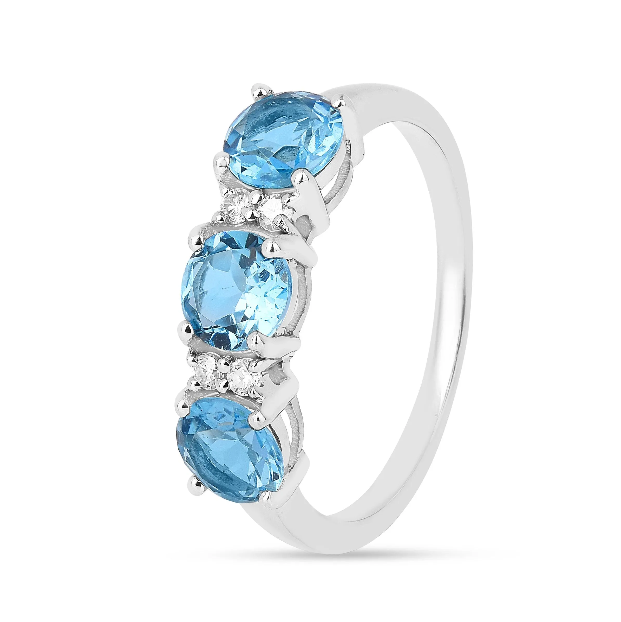 Three Stone Blue Topaz Ring