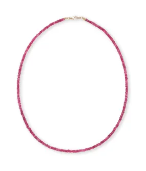 Tiny Beaded 14k Gold Necklace in Ruby