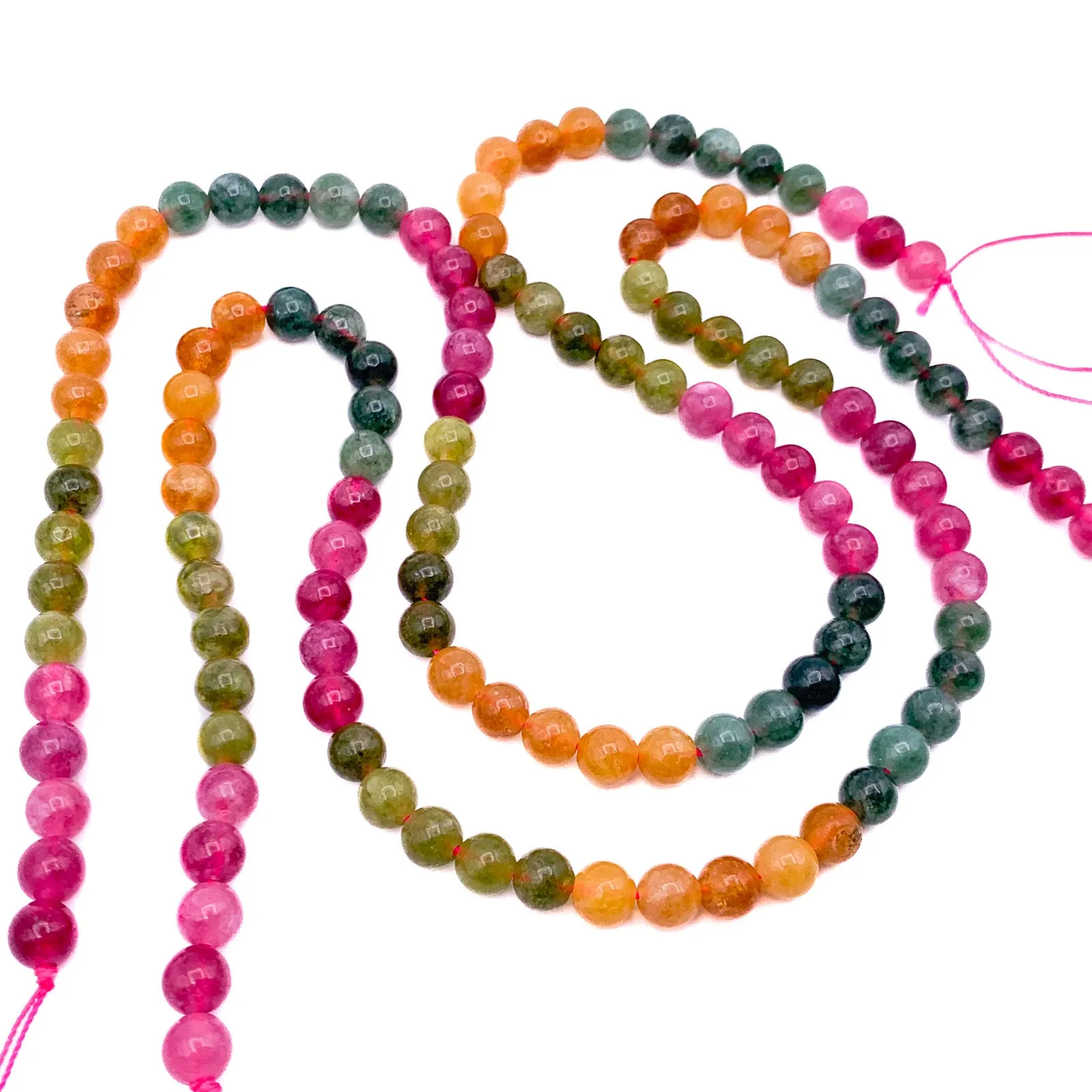 Tourmaline Watermelon 6.5mm Smooth Round Bead Strand