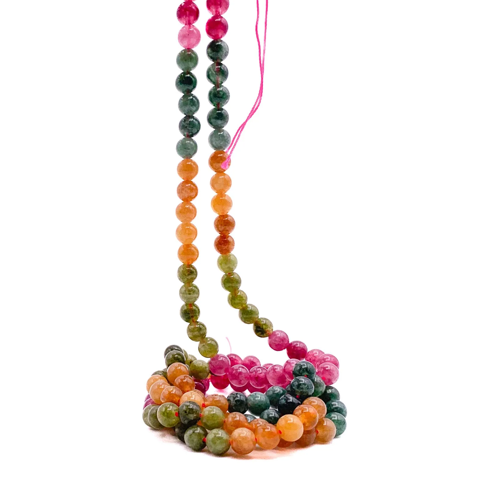 Tourmaline Watermelon 6.5mm Smooth Round Bead Strand