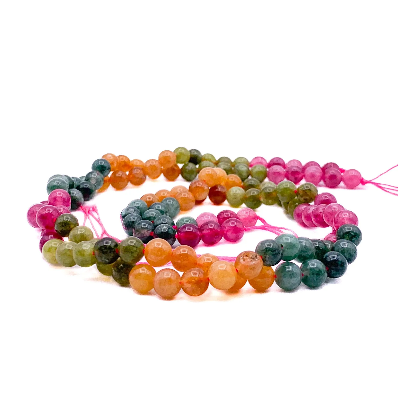 Tourmaline Watermelon 6.5mm Smooth Round Bead Strand