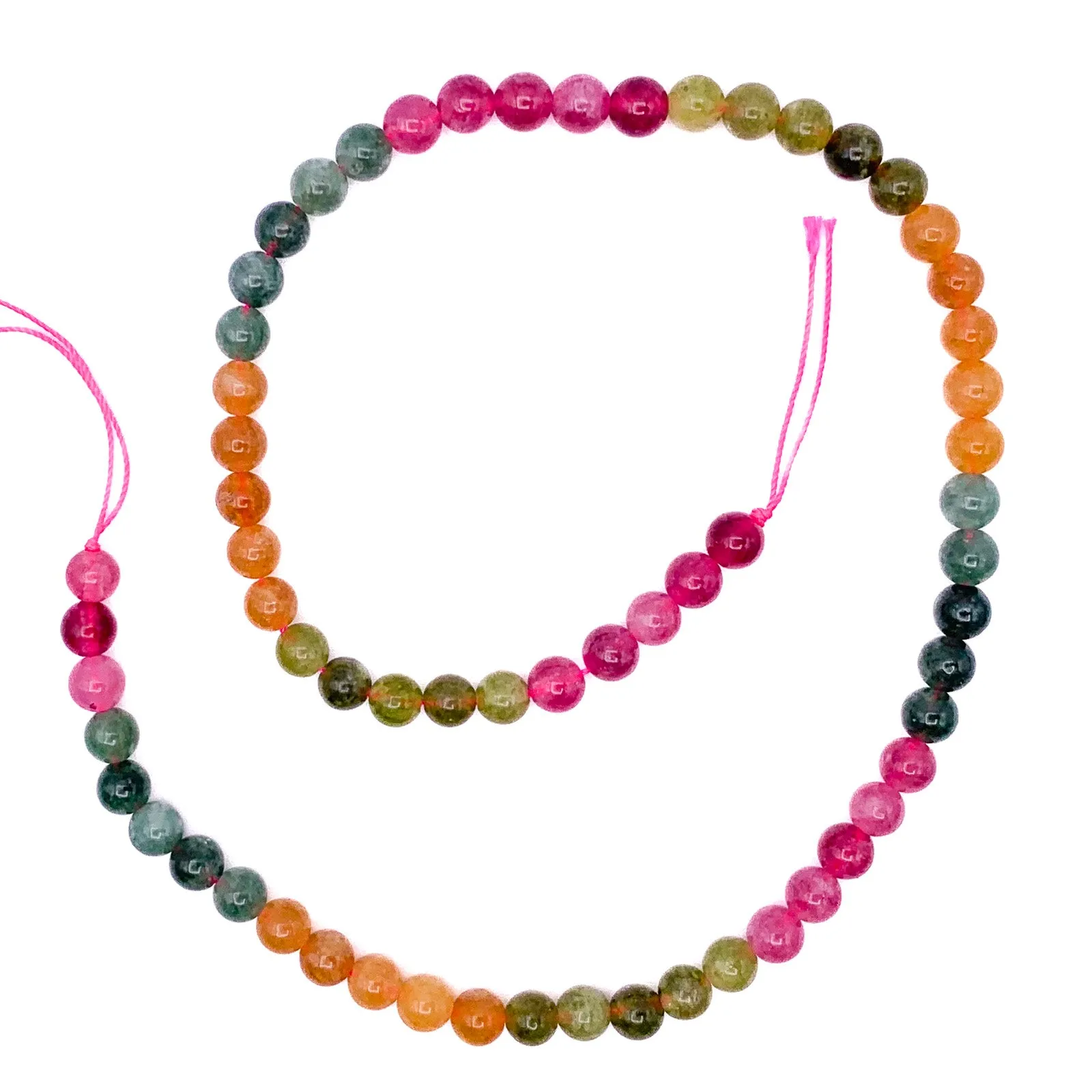 Tourmaline Watermelon 6.5mm Smooth Round Bead Strand