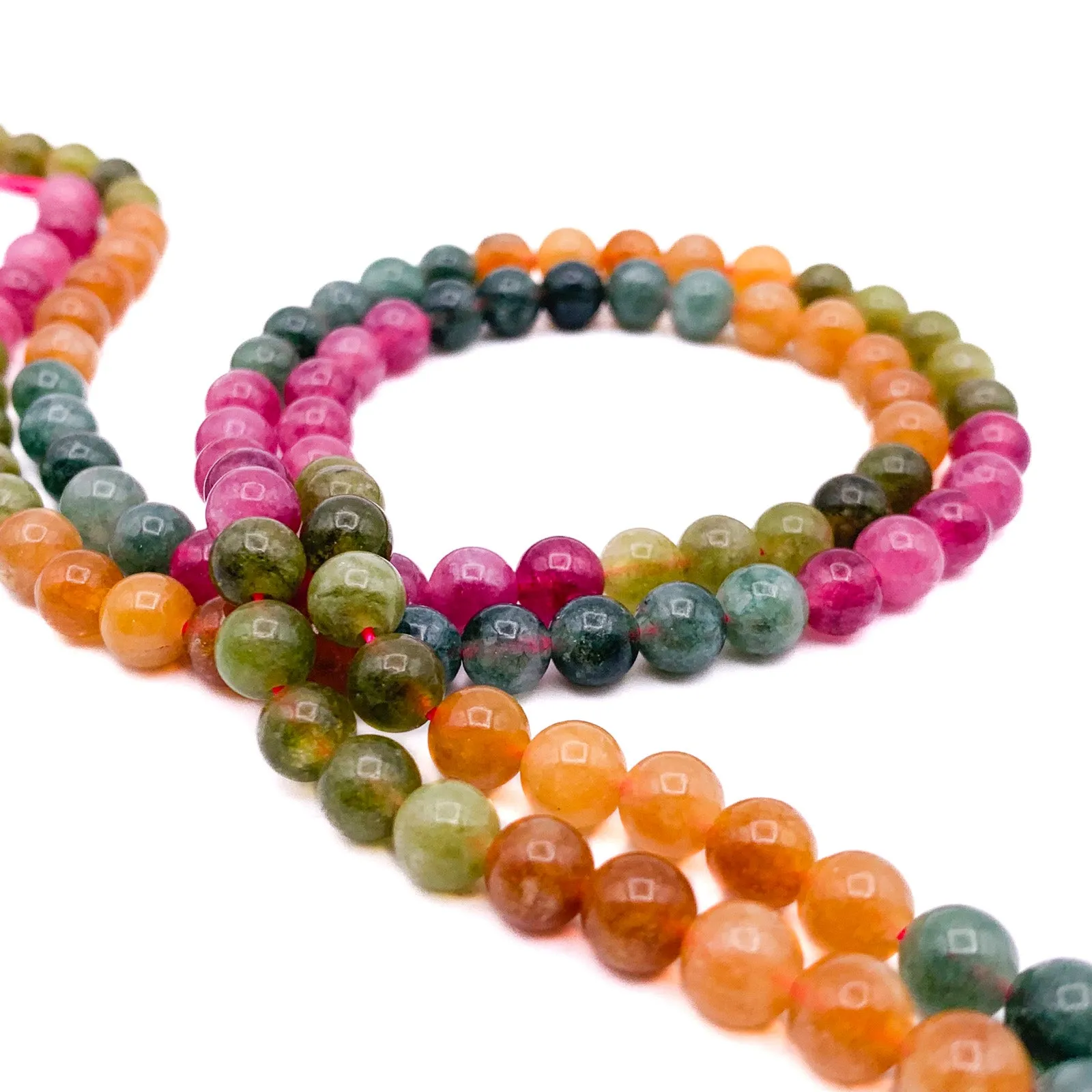 Tourmaline Watermelon 6.5mm Smooth Round Bead Strand