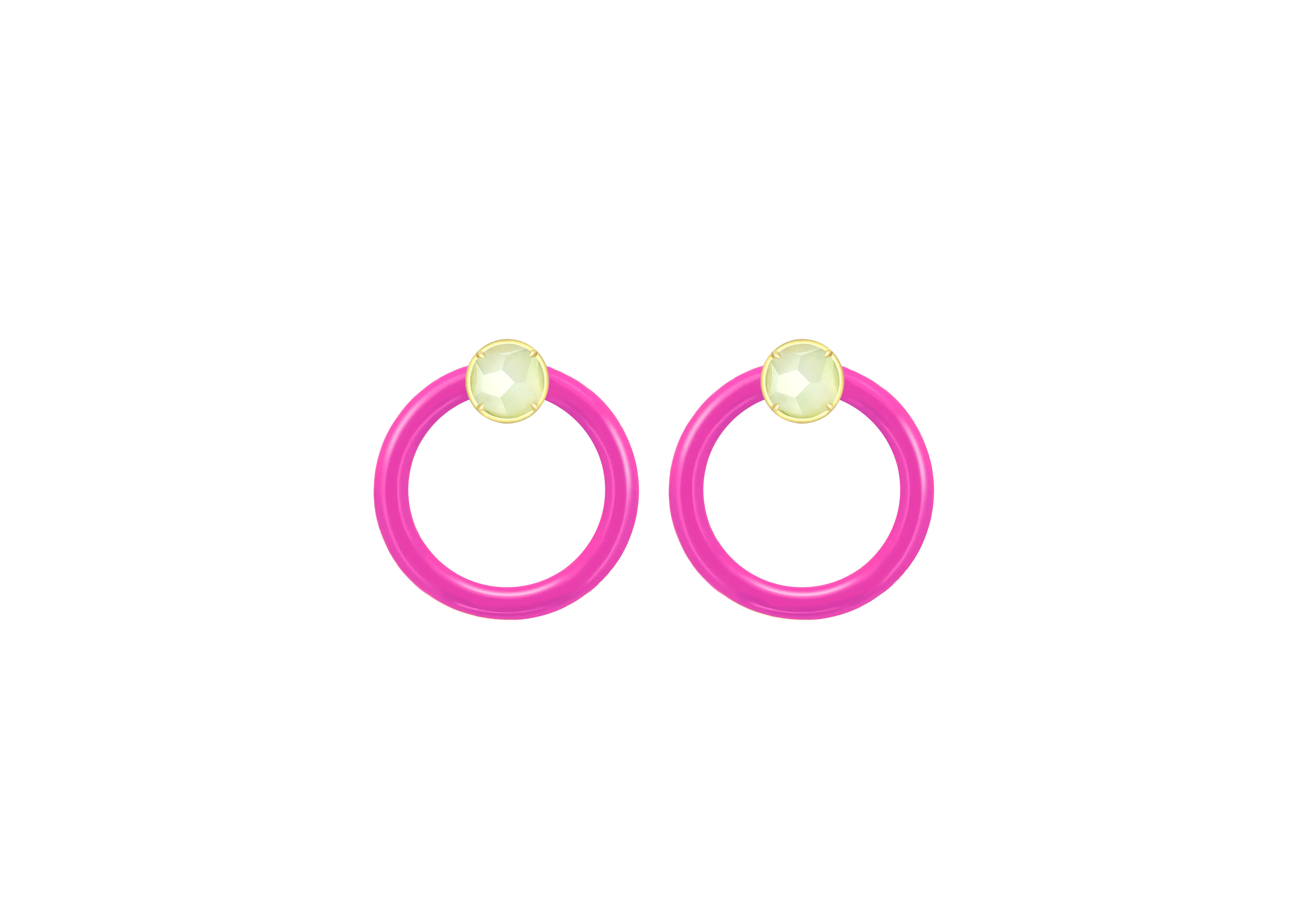 TRACEY CHEN | EARRINGS | Â§©ÁÑ∂Áø°Áø†Áê∫ÁëØËø∑‰Ω†ÂúìÁí∞ËÄ≥Èáò (ÈªÉÈáë-Ê°ÉÁ≤â)