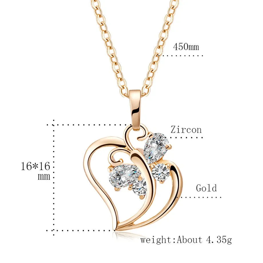 Trendy Cubic Zirconia Butterfly Heart Pendant