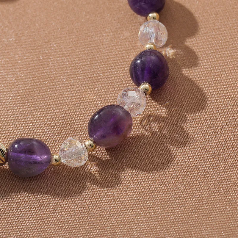 Trendy Retro Style Pearl Purple Chalcedony Bracelet