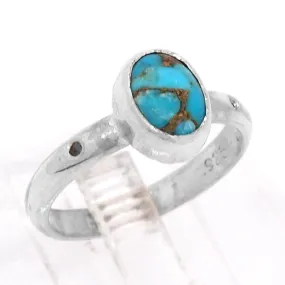 Turquoise & Blue Diamond Ring (size 5 1/2)