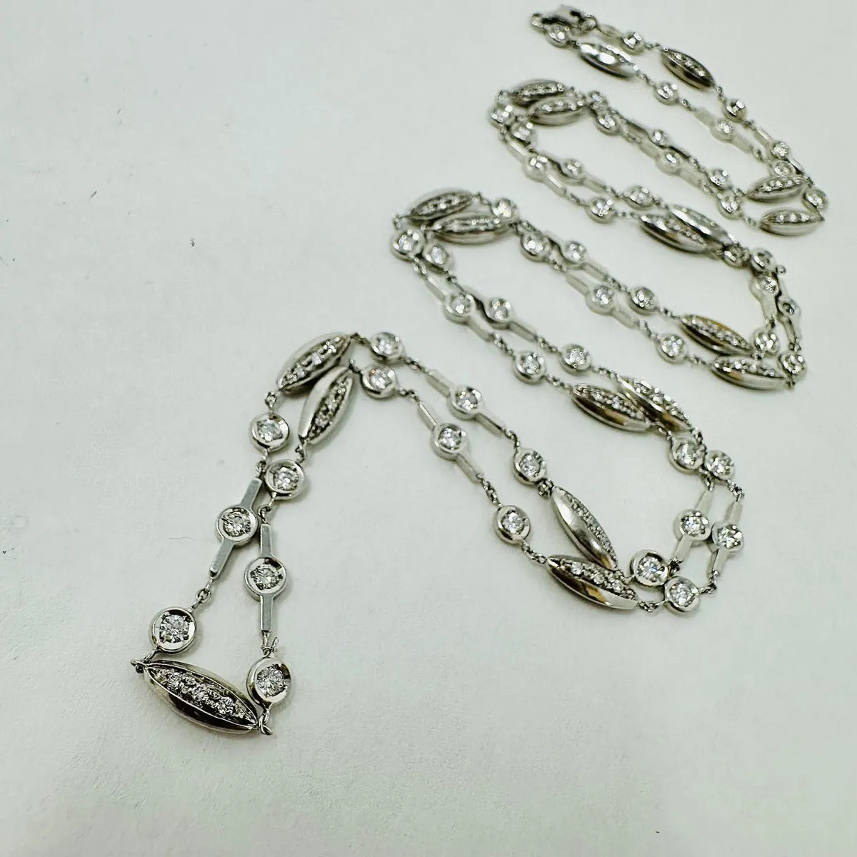 Vaid 18K White Gold 32" Necklace with 113 Diamonds