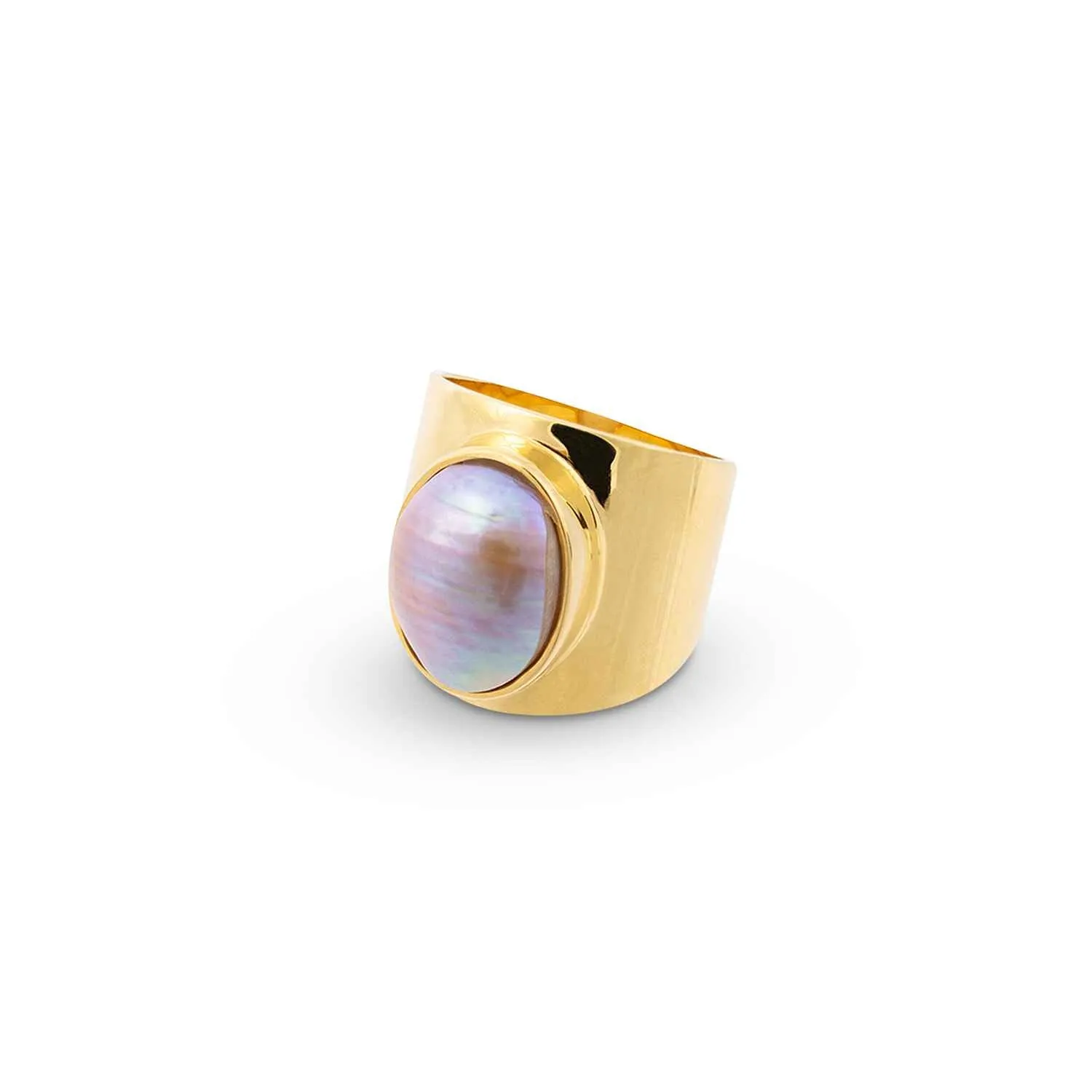 Venus Grey Pearl Gold Statement Ring