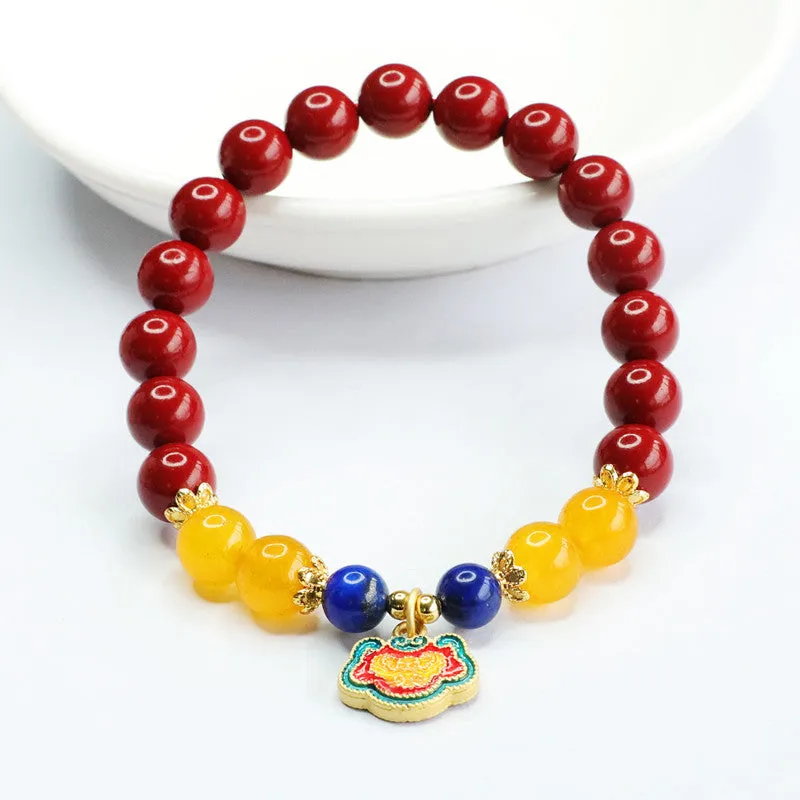 Vermilion and Lapis Lazuli Stone Sterling Silver Bracelet