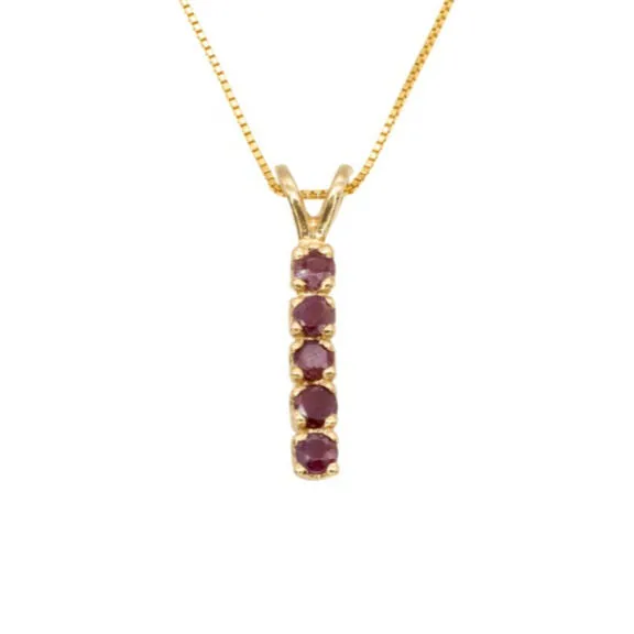 Vertical Ruby Pendant - Natural Ruby Necklace, Gold Ruby Necklace