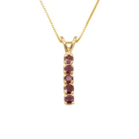 Vertical Ruby Pendant - Natural Ruby Necklace, Gold Ruby Necklace