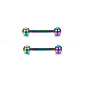 Very Tiny Rainbow Barbell Earrings 2mm