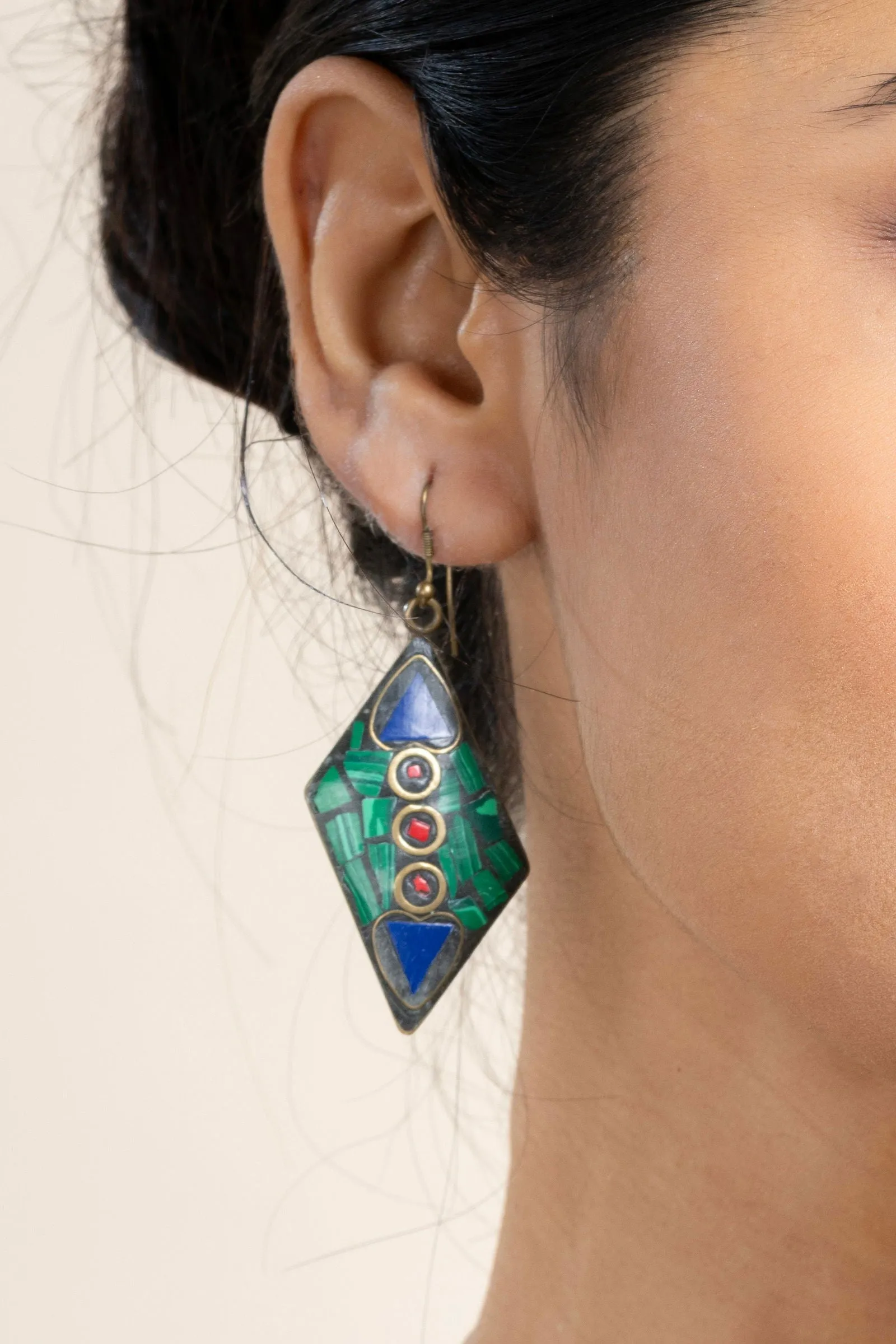 Vibrant Red, Blue, and Green Tibetan Earrings for Elegant Style and Gifting