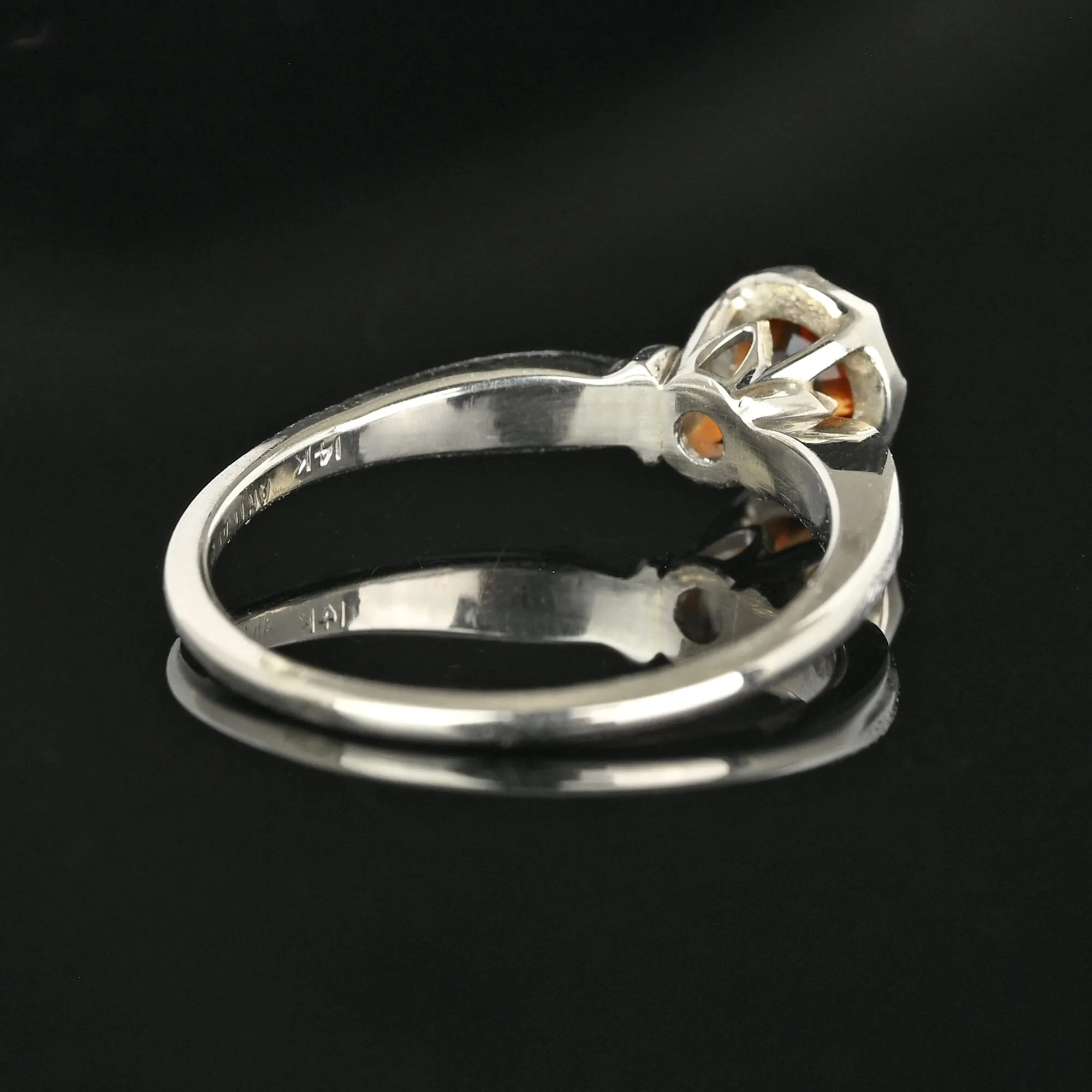 Vintage 14K White Gold Solitaire Golden Citrine Ring