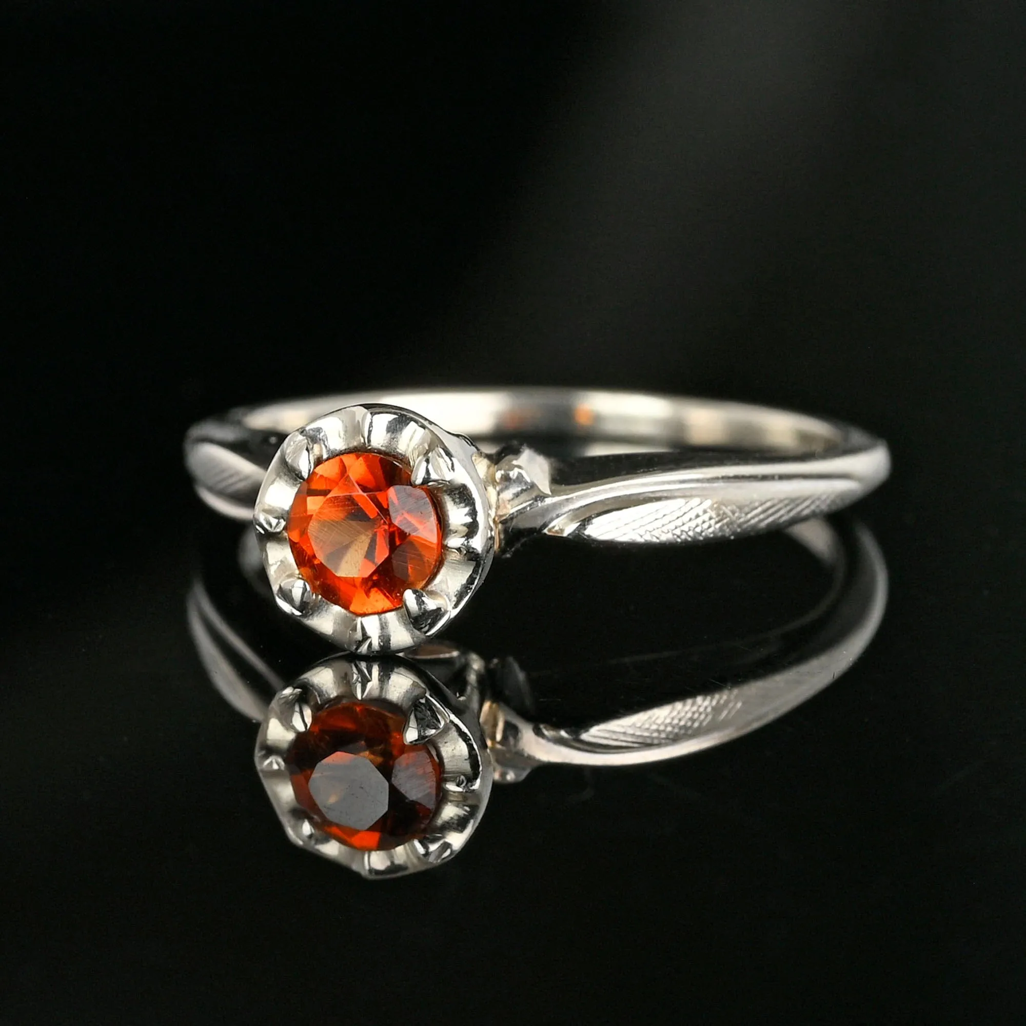 Vintage 14K White Gold Solitaire Golden Citrine Ring