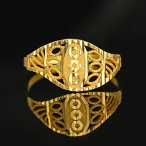 Vintage 21K Gold Diamond Cutout Textured Filigree Ring