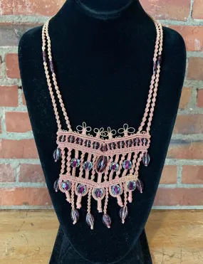 Vintage 70's Beaded Macrame Necklace