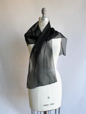 Vintage Black Chiffon Scarf