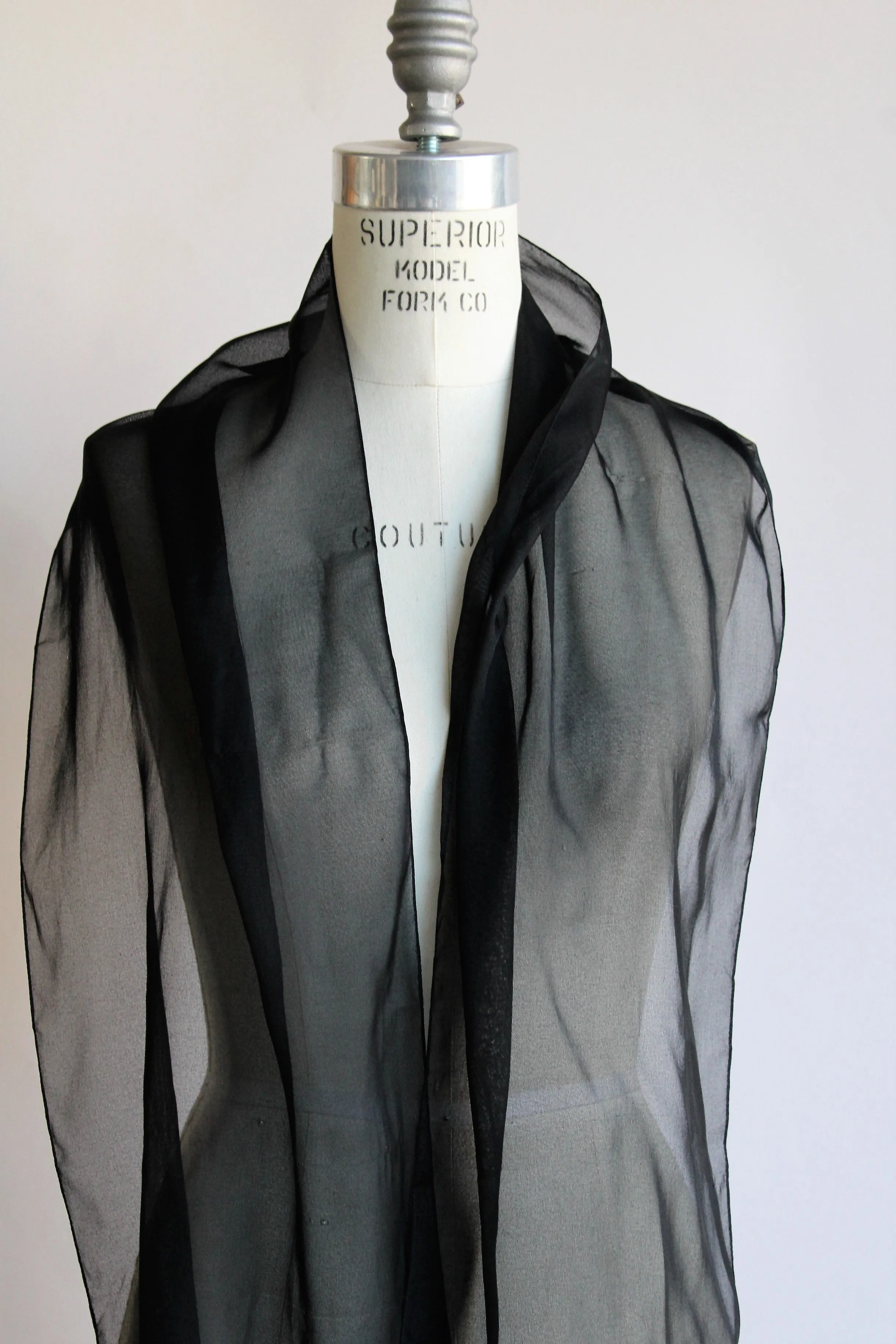 Vintage Black Chiffon Scarf