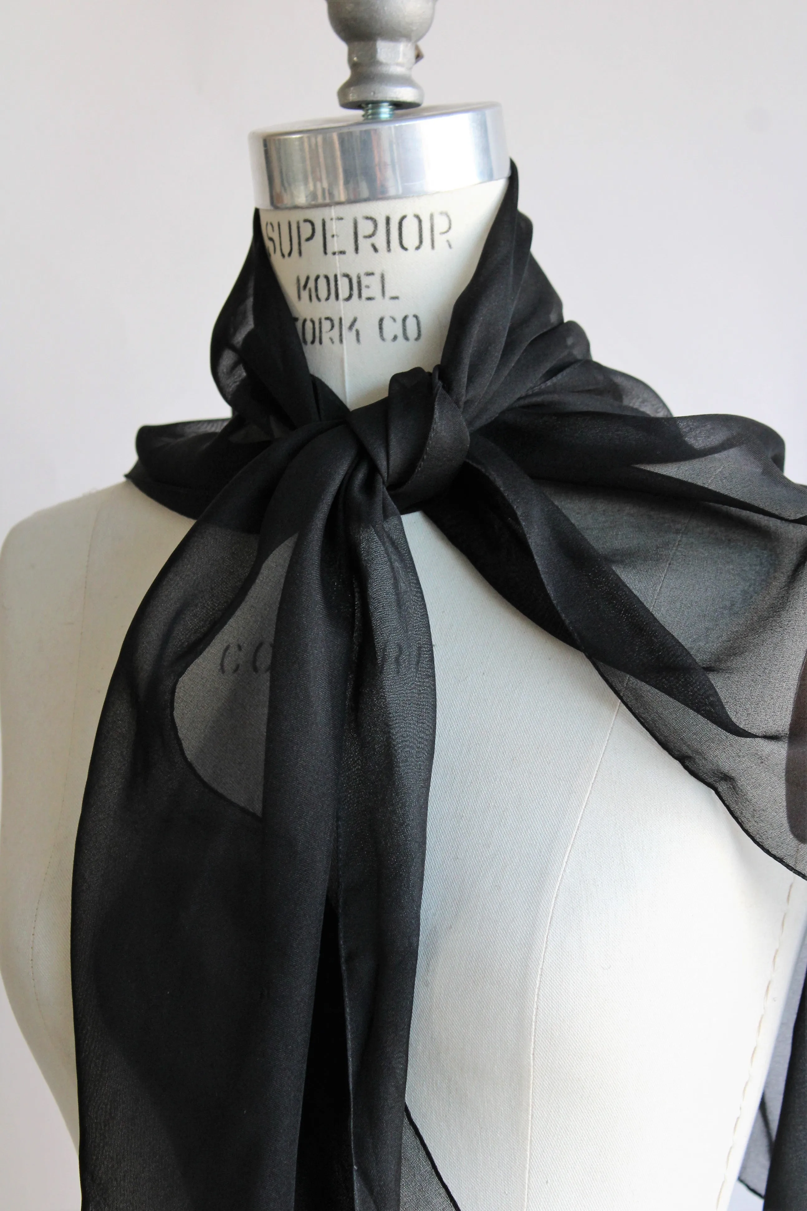 Vintage Black Chiffon Scarf