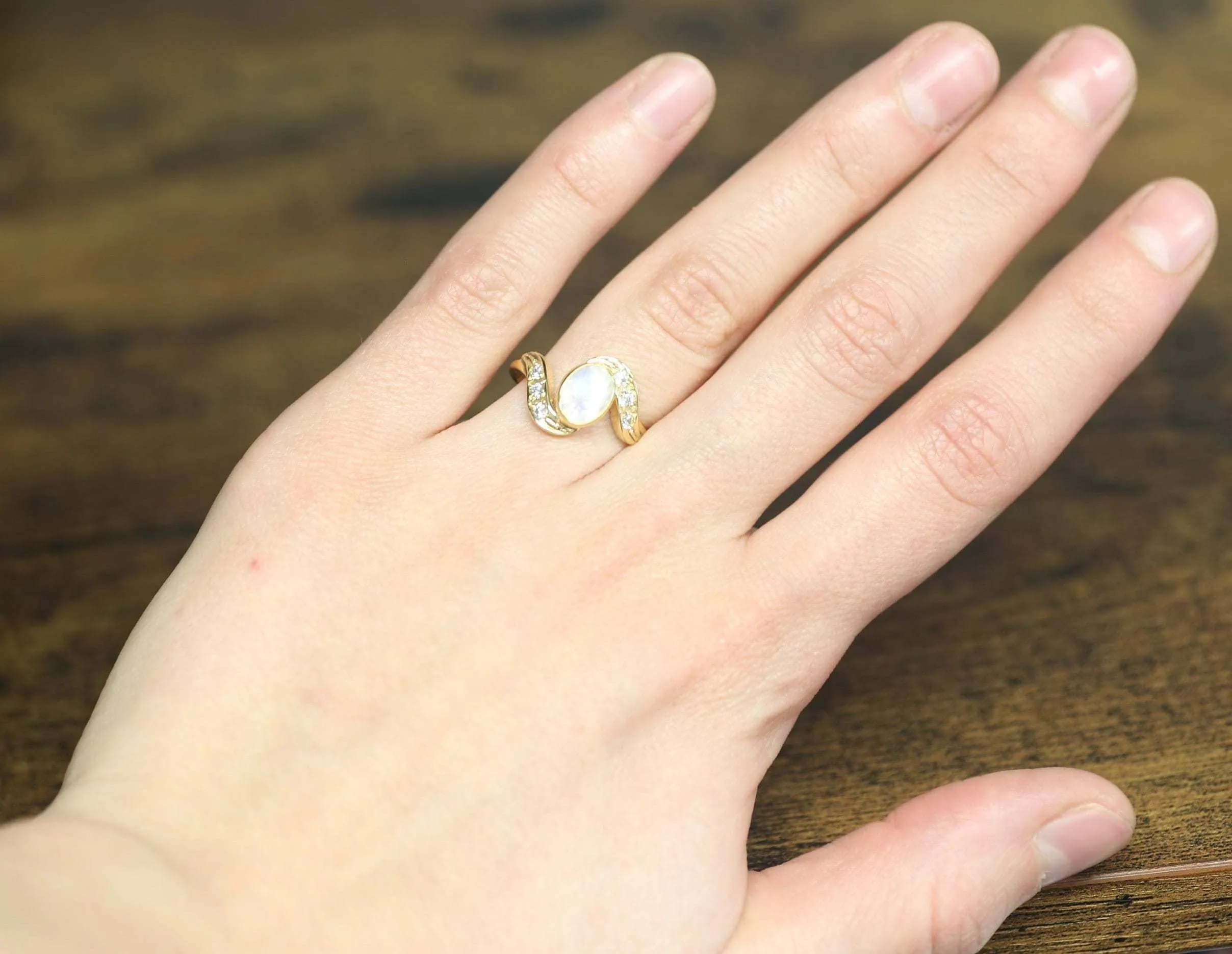 Vintage Moonstone Ring - Gold Antique Band, Natural Moonstone Ring, June Birthstone Ring