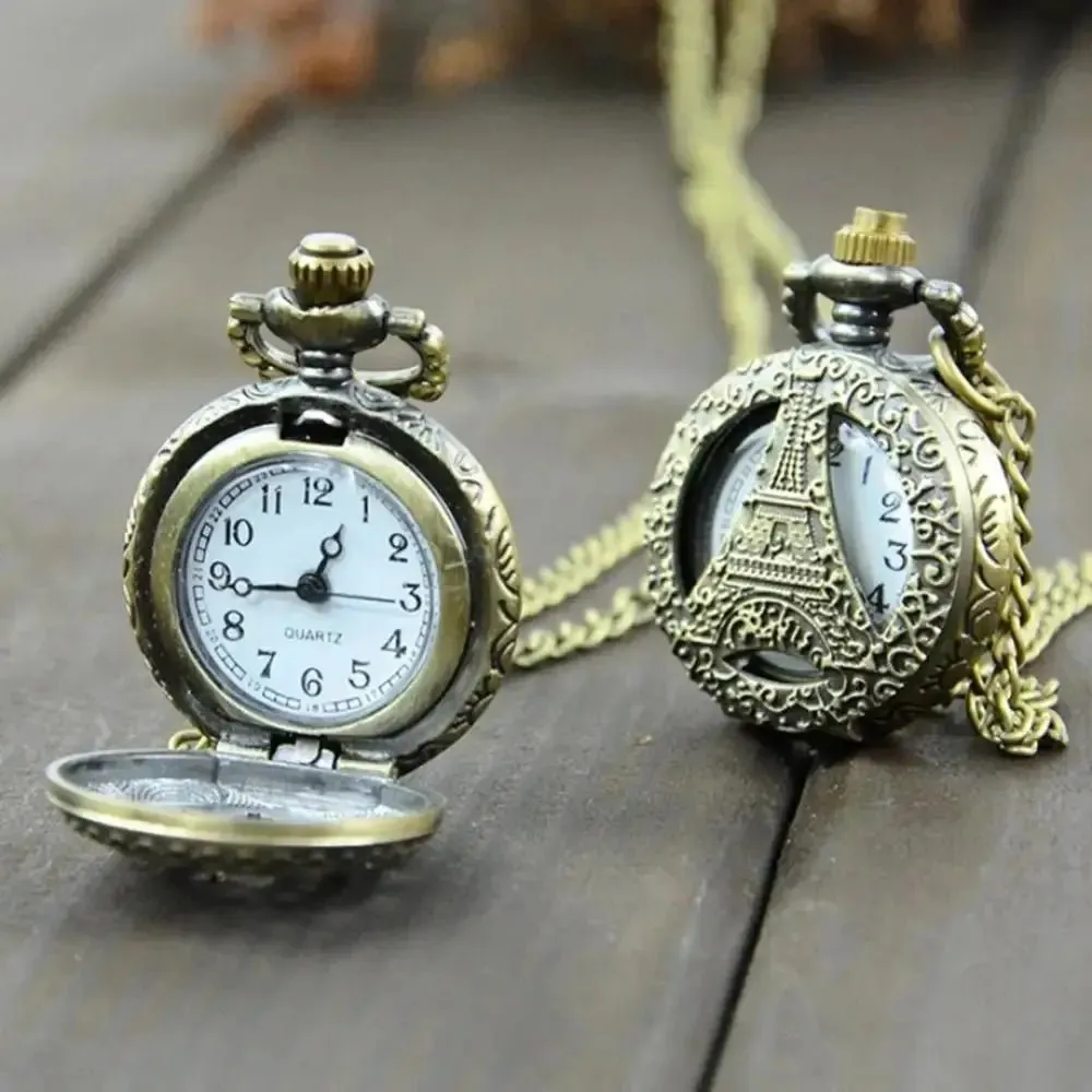 Vintage Quartz Steampunk Pocket Watch Women Man Necklace Pendant with Chain Gift Necklace Carving Chain Clock Pocket Fob Watch