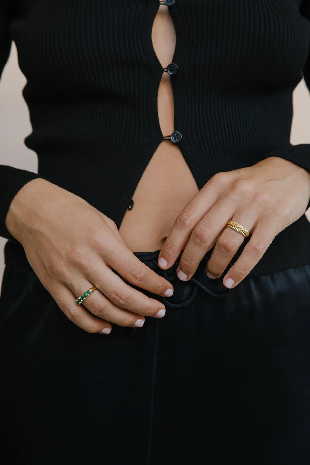 Vintage rain forest ring gold plated