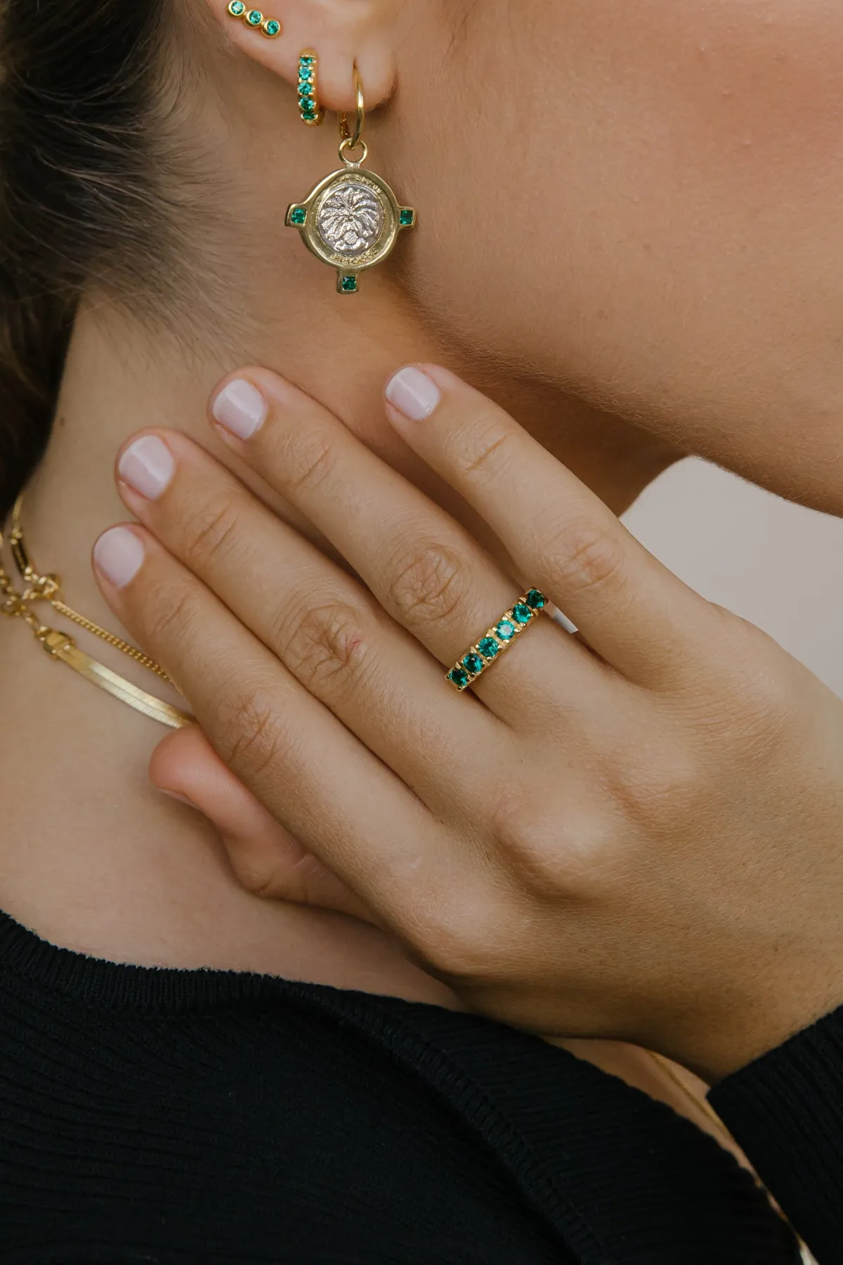 Vintage rain forest ring gold plated