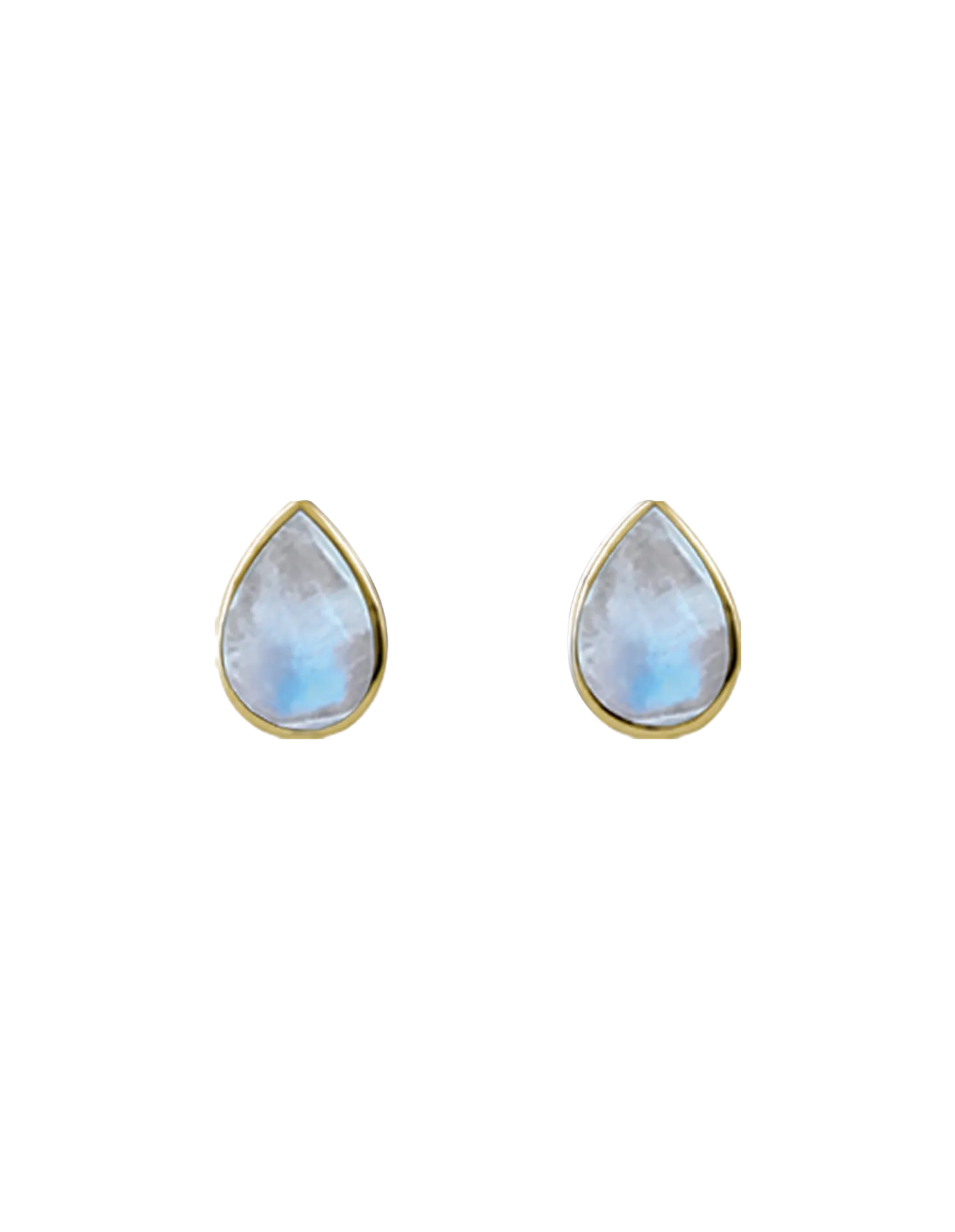 Von Treskow Cased Pear Moonstone Studs - Gold