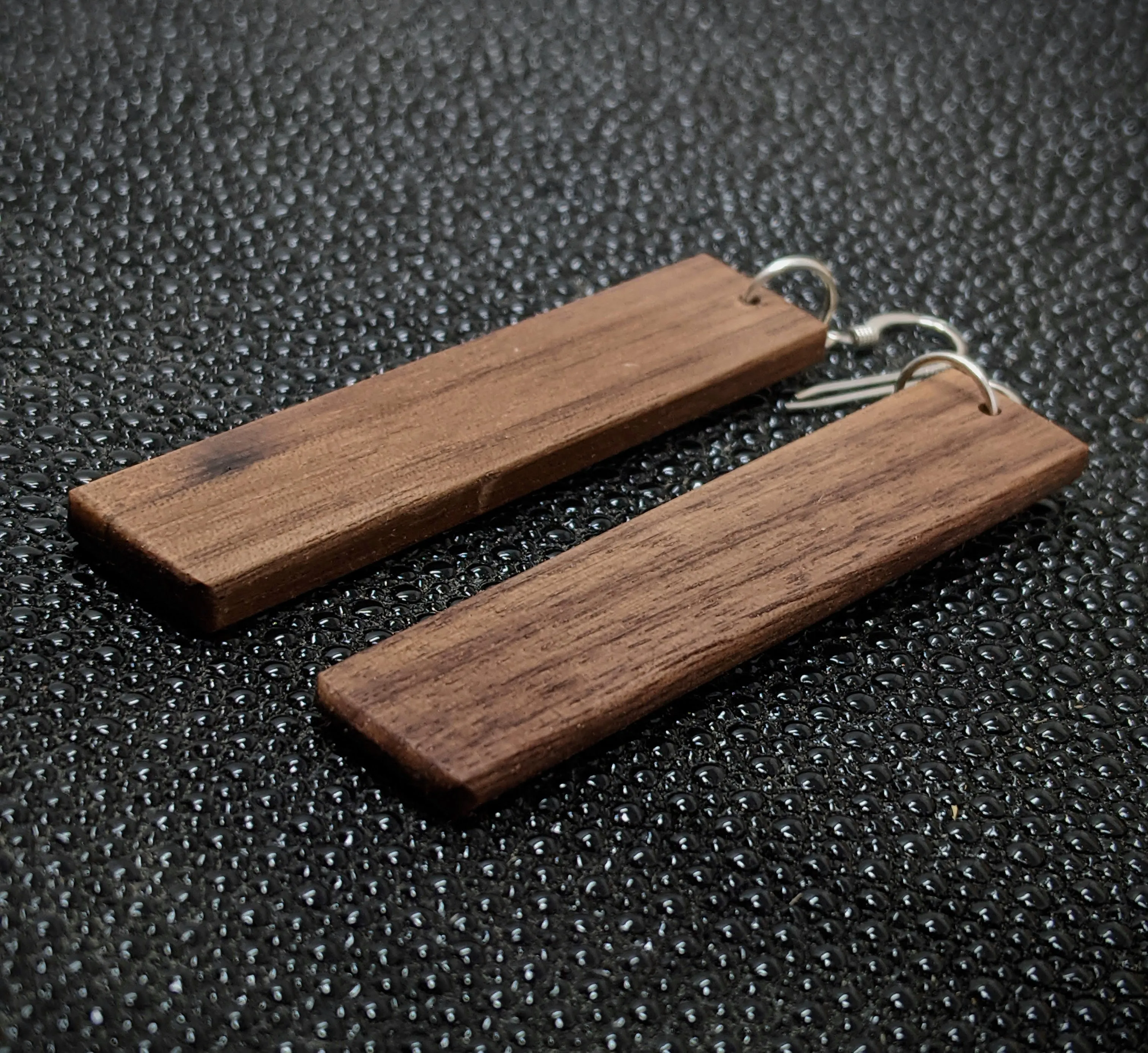 Walnut Rectangle Dangle Earrings