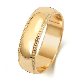 Wedding Band 18K D Shape Millgrain 6mm-1.8 Wedding  Ring WQ186H