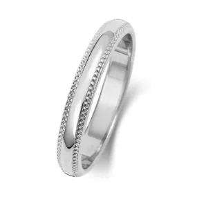 Wedding Band 9K D Shape Millgrain 3mm-1.7 Wedding  Ring W183WH