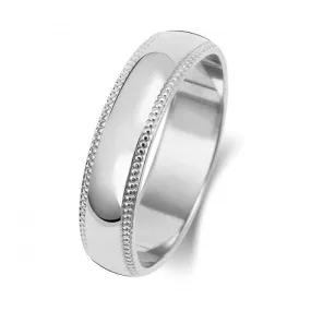 Wedding Band 9K D Shape Millgrain 5 mm-1.45 Wedding  Ring W185WL