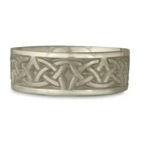 Wide Celtic Arches Wedding Ring in 18K White Gold