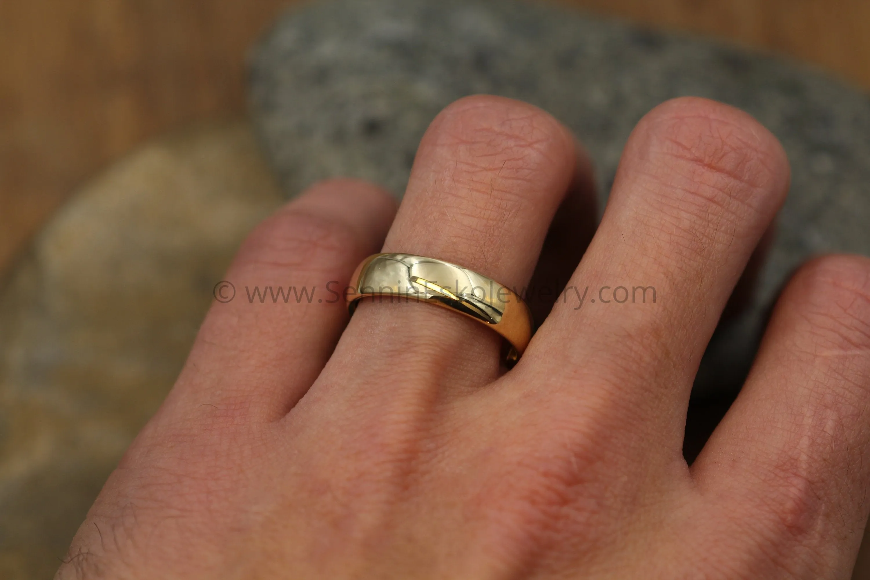 Wide Glossy 14kt Yellow Gold Band 6x1.7mm , Comfort Fit - Smooth Band