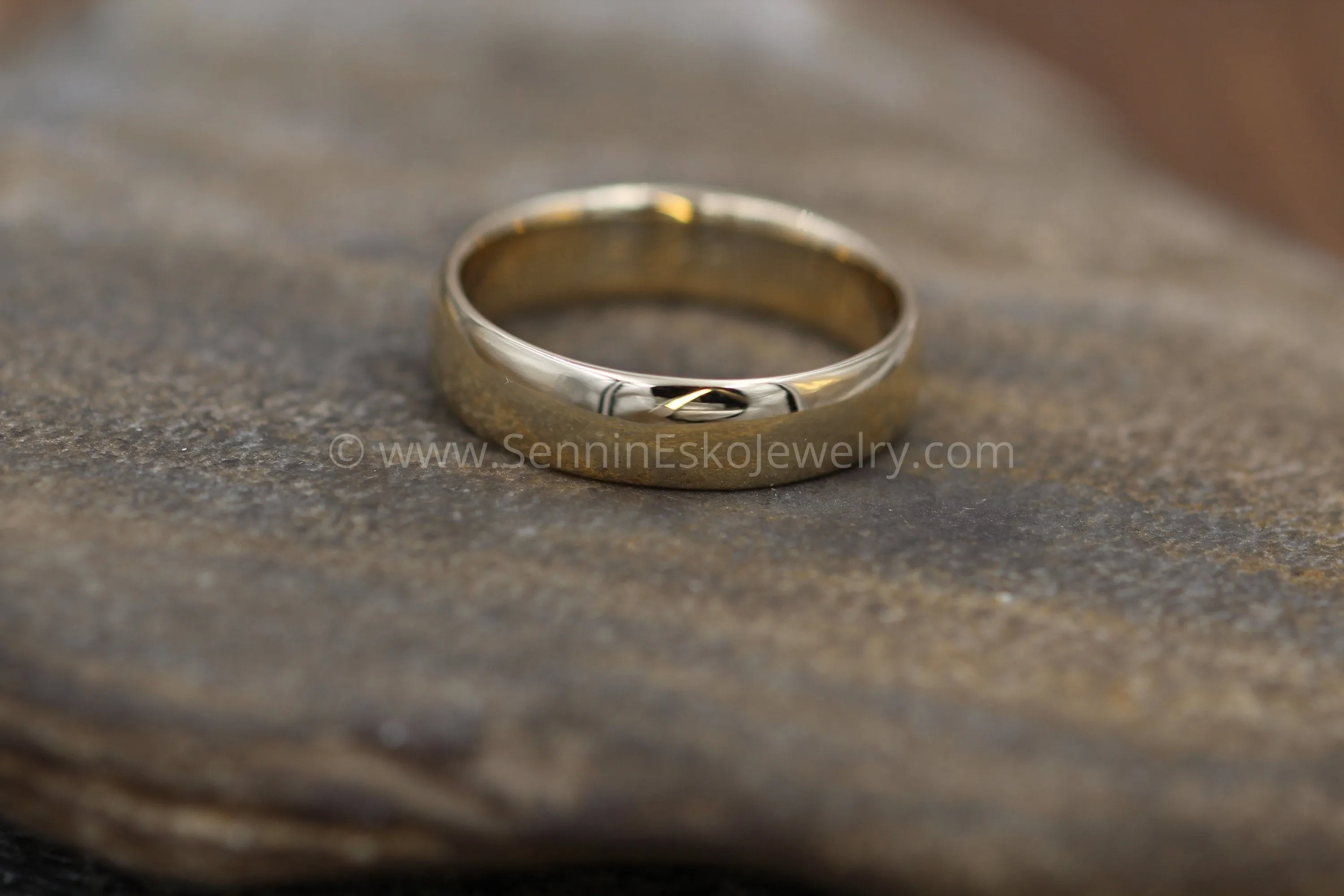 Wide Glossy 14kt Yellow Gold Band 6x1.7mm , Comfort Fit - Smooth Band